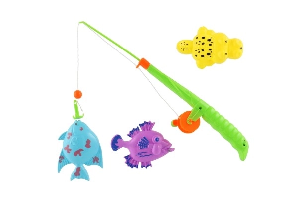 Igra ribe/ribič magnetna plastika 3kosi+palica plastika 34cm barvni mix na kartici