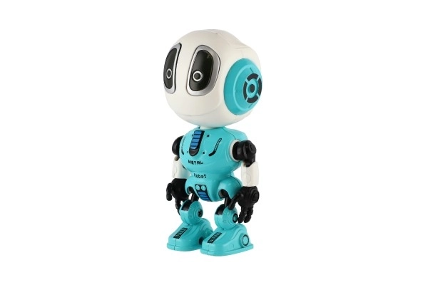 Robot ECHO ponavljajoče stavke kovinski 12cm modri na baterije s zvokom in svetlobo v škatli 10,5x15x5,5cm