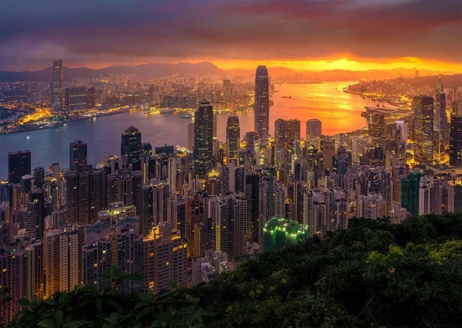 Sestavljanka Hongkong ob zori 1000 kosov