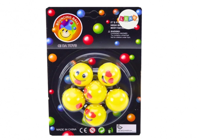 Set rumenih skakajočih žogic Emoji 6 kosov