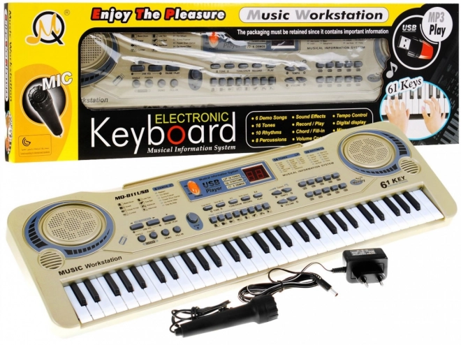 Bežna tipkovnica za otroke 5+ Mikrofon + snemanje + USB MP3 - model št. 811