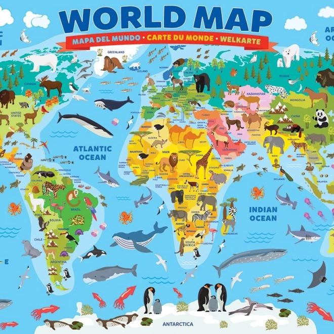 EUROGRAPHICS puzzle Ilustrirani zemljevid sveta, 100 kosov