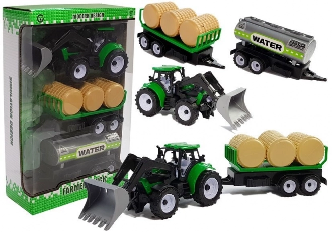 Traktor s prikolico za bale sena Cisterne
