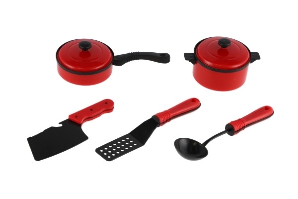 Plastični set posode za kuhinjo 7-delni rdeč na kartici 21x28cm
