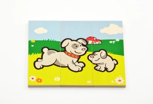 Lesene Puzzle Moje prve živalice 18 kosov za najmlajše v škatli 13x11,5x4,5cm 12m+ MPZ