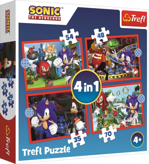 Sestavljanka 4v1 Sonic/Sonic The Hedgehog 28,5x20,5cm v škatli 28x28x6cm