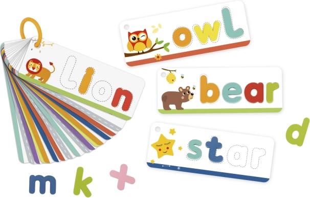 Tooky Toy montessori abeceda – komplet kartic in črk za učenje besed, 57 delov