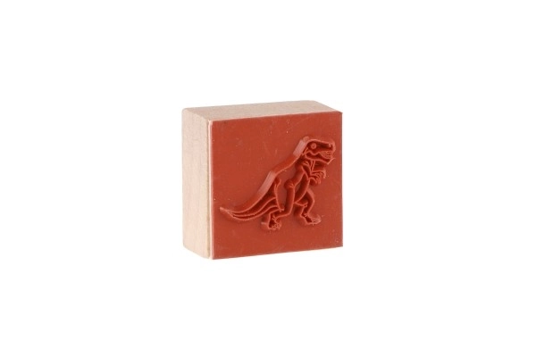 Leseni žigi 5+1 s blazinico dinozavri 3x3cm na kartonu