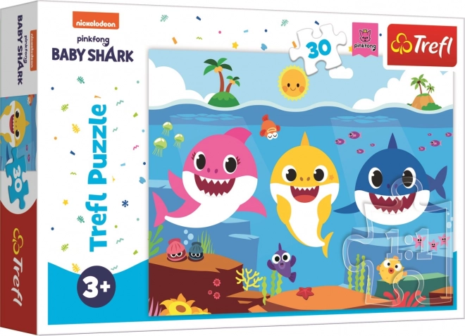 Puzzle Podvodni svet morskih psov/Baby Shark 27x20cm 30 delov v škatli 21x14x4cm