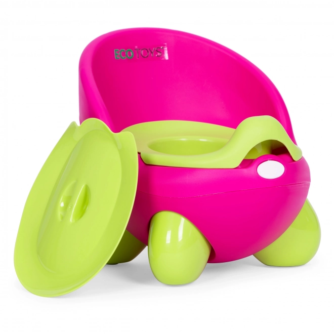 Otroški nočni kahlica ECOTOYS roza-zeleni z nedrsečimi nogami