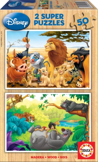 Lesene sestavljanke Disney živalski prijatelji 2×50 koščkov