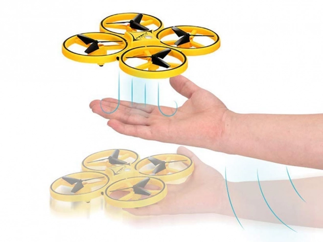 Dron upravljan z gestami rok + daljinsko upravljanje Kvadrokopter RC0573 – Rumena