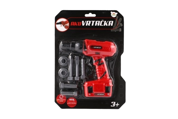 Brezžična Vrtalni Set iz plastike 18x17cm s dodatki na baterije z zvokom na kartici 23x32cm