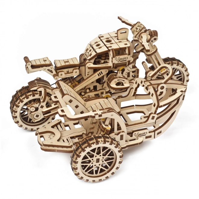 Ugears 3D puzzle Motocikel s prikolico 380 kosov