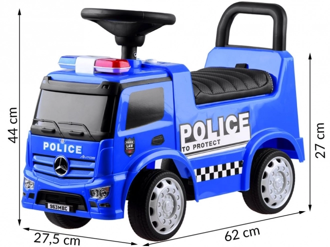 Otroški poganjalec z zvokom Mercedes Antos POLICE modra