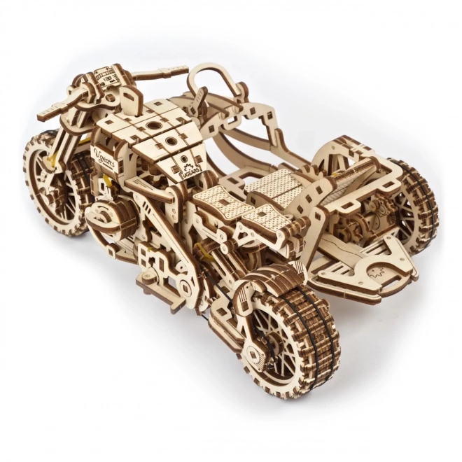 Ugears 3D puzzle Motocikel s prikolico 380 kosov