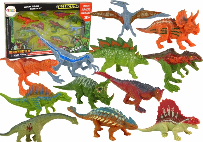 Set figuric dinozavrov, 12 kosov – barvite gumijaste igrače