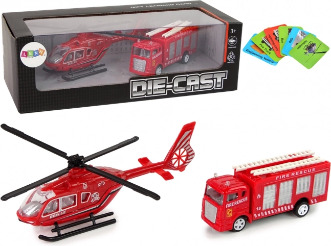 GasilskI avtomobilčki s helikopterjem rdeči