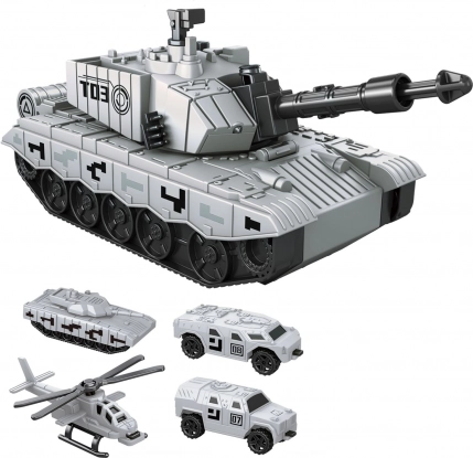 Izstreljevalni tank na vztrajnik 21 cm z avtomobili in helikopterjem