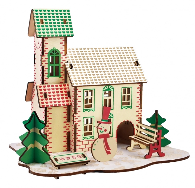 Woodcraft Leseno 3D sestavljanka Zimska hiša