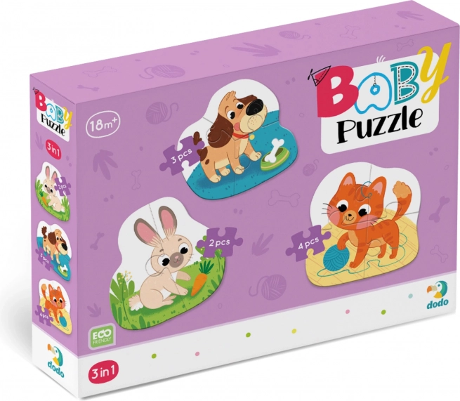 DODO baby puzzle hišni ljubljenčki 3v1 (2, 3, 4 kosov)