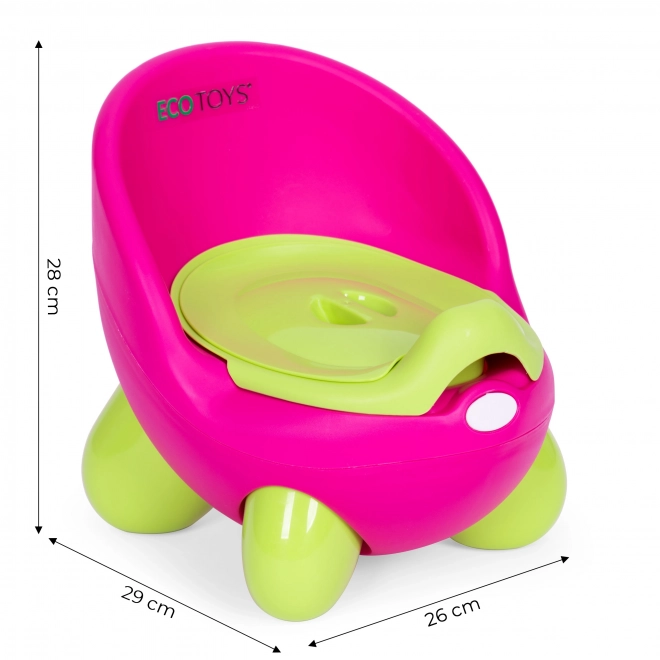 Otroški nočni kahlica ECOTOYS roza-zeleni z nedrsečimi nogami