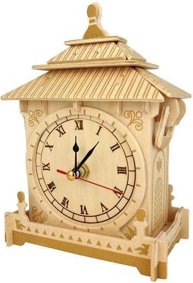Woodcraft lesene 3D sestavljanke – ure s funkcionalnim mehanizmom
