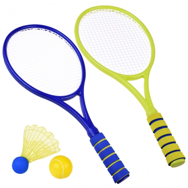 Set za badminton in tenis s penastimi žogicami in košaricami