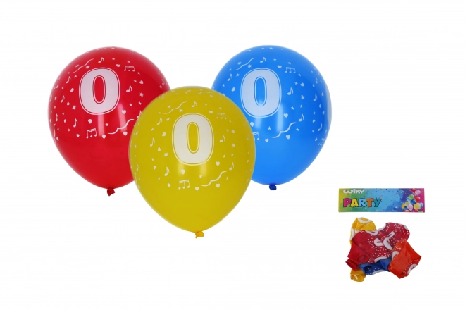 Napihljiva balon s številko 0, 30 cm - 5 kosov