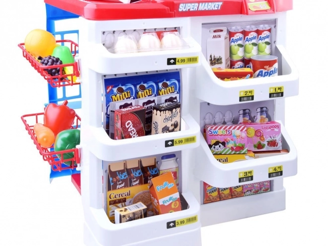 Otroški supermarket z blagajno in čitalcem