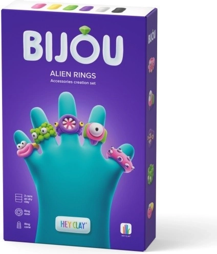 Modelirni set HEY CLAY Bijou alien rings – vesoljski prstančki