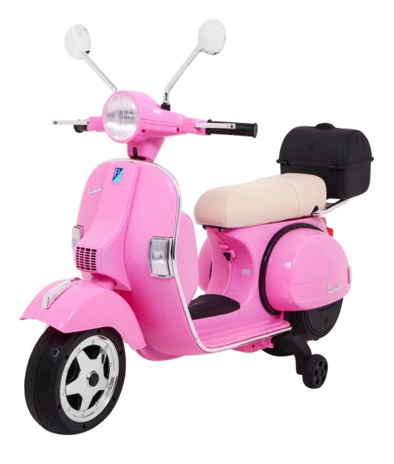 Električni otroški skuter Vespa rožnat s pomožnimi kolesci