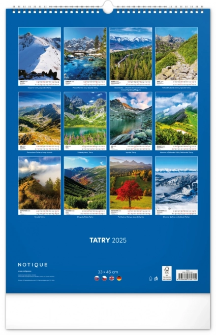 NATIKA Stenski koledar Tatry 2025, 33 x 46 cm