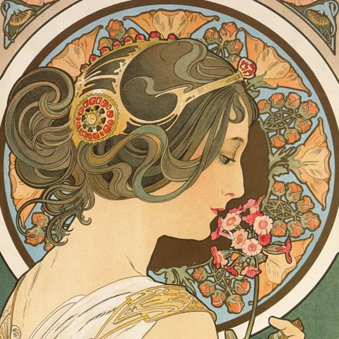 Kratki koledar Alfons Mucha 2025, 30 × 30 cm