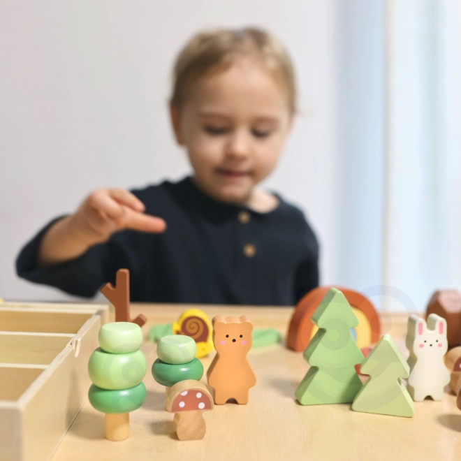 Gozdarski set z lesenimi kockami Tooky Toy