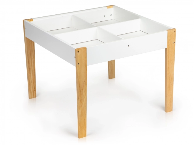 ECOTOYS Otroška lesena miza s tablo in dvema stoloma