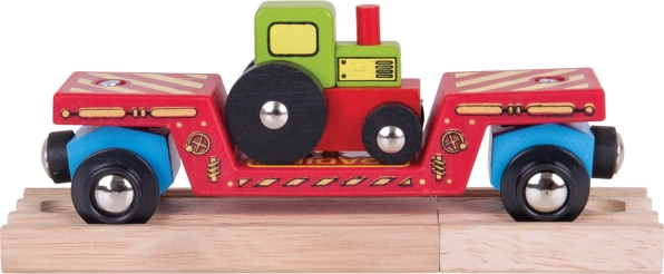Bigjigs Rail vagonček s traktorjem in dvema tirnicama