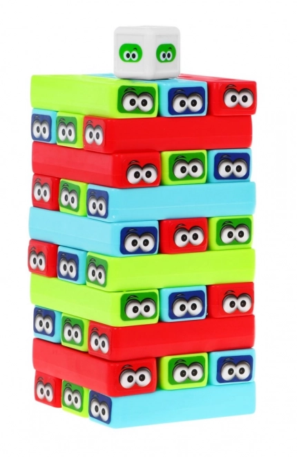 Mini arkadna igra Jenga za otroke 3+ Zlaganje stolpov + 30 barvnih kock + kocke