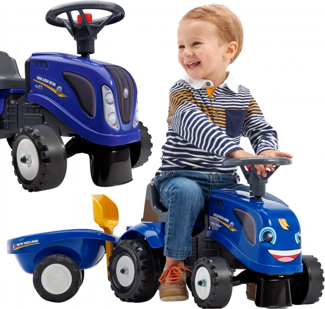 Odrivno vozilo traktor NEW HOLLAND s prikolico in dodatki za otroke od 1. leta