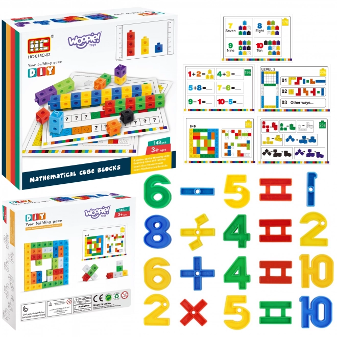 Woopie matematična konstrukcijska igrača s kockami in vzorci 148 delov