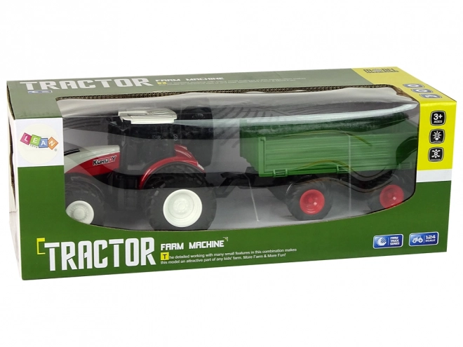 Daljinsko voden traktor s prikolico 1:24 rdeče-zelen
