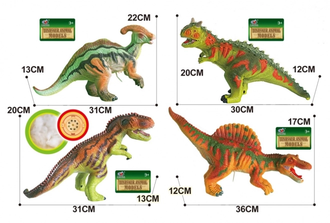 Mehki dinozaver 38 cm - 4 vrste
