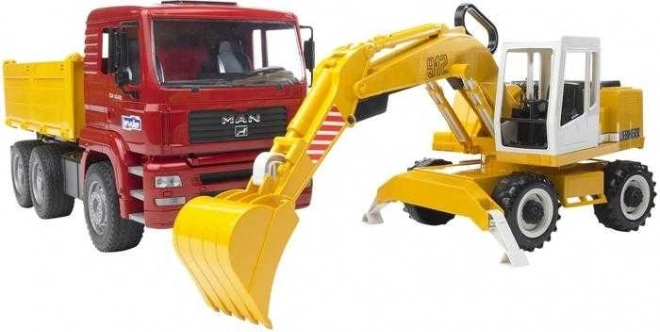Kipar in bager MAN in Liebherr podjetja Bruder