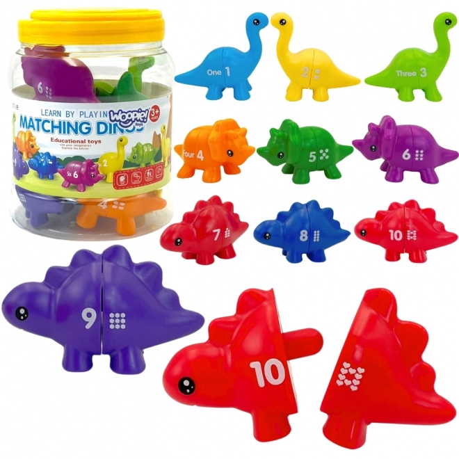 Komplet montessori dinozavrov za učenje številk in barv