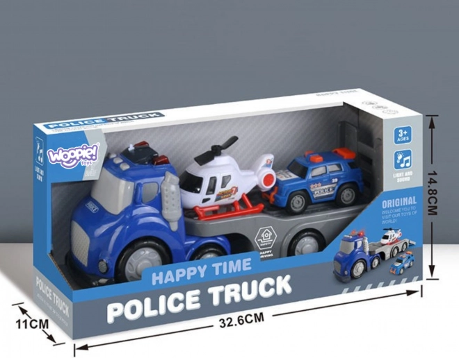 Woopie modri policijski priklopnik City Truck z svetlobnimi in zvočnimi efekti