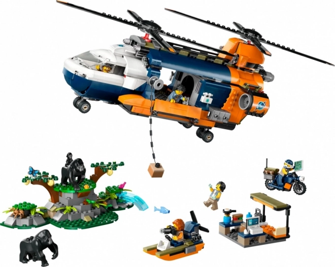 LEGO City 60437 Helikopter za raziskovanje džungle v osnovnem taborišču