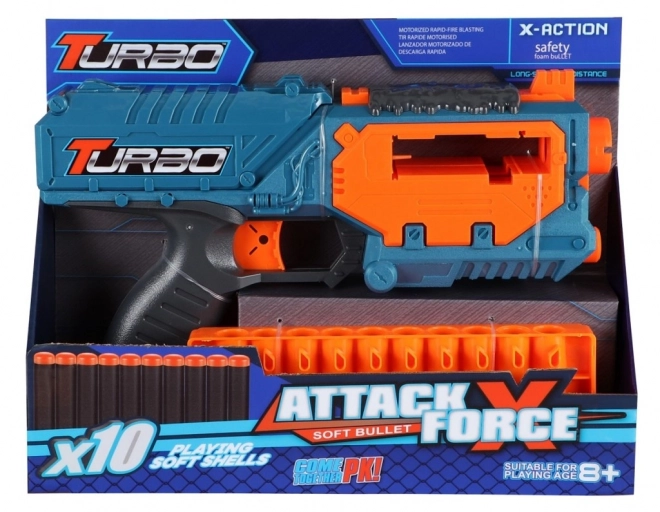 Mini turbo izstreljevalec Blaster s premičnim nabojnikom + 10 kosov nabojev