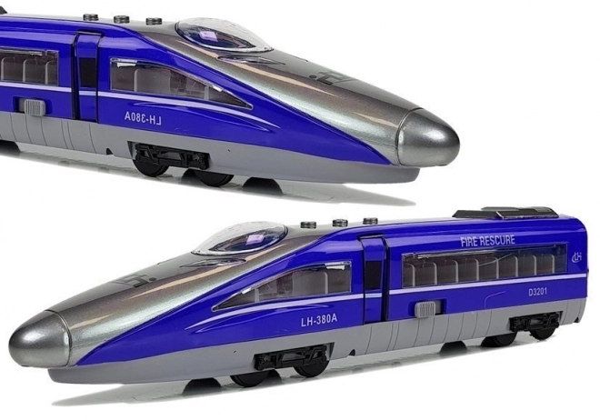Vlak Pendolino s napenjalcem moder z zvokom in lučmi