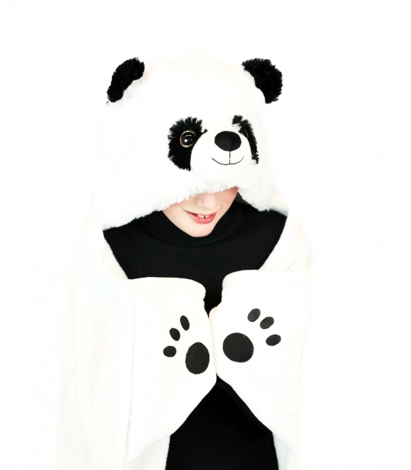 Cozy Noxxiez BL823 Panda - topla odeja s kapuco z živaljo in žepki s šapami