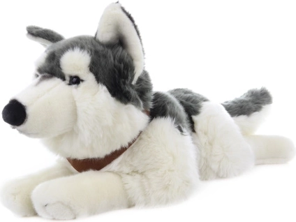 Plišasti husky ležeč s pasovi 60 cm